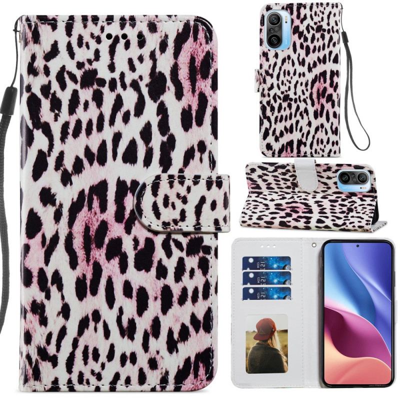 Capa Flip Para Xiaomi Mi 11i 5G Estampa De Leopardo