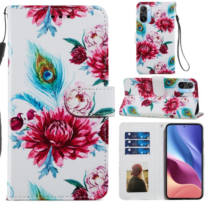 Capa Flip Para Xiaomi Mi 11i 5G Flores Intensas