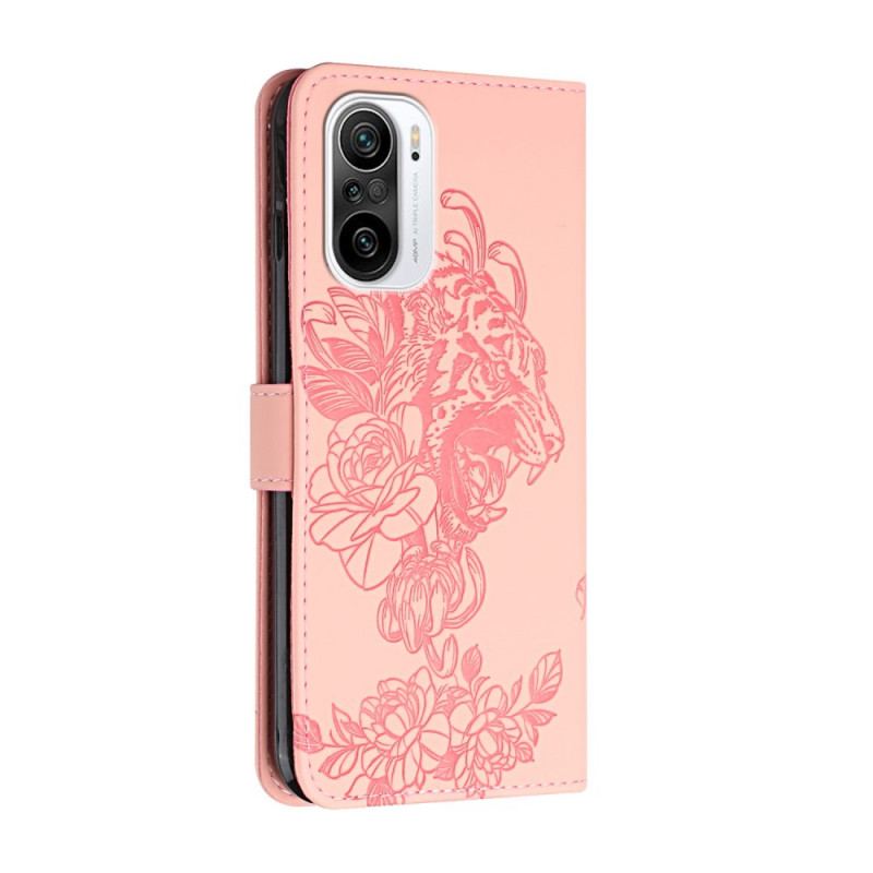 Capa Folio Para Xiaomi Mi 11i 5G De Cordão Tigre Barroco Strappy