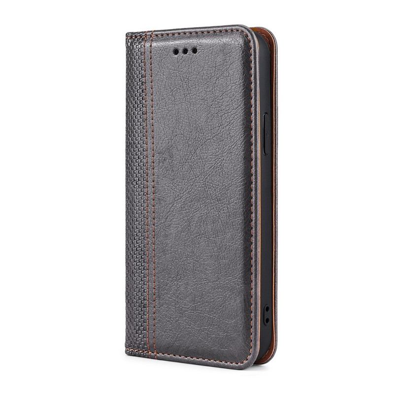 Capa De Celular Para Xiaomi 11T / 11T Pro Flip Costura De Couro Rachado De Lichia