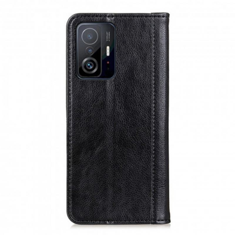 Capa De Celular Para Xiaomi 11T / 11T Pro Flip Couro Litchi Elegance Dividido