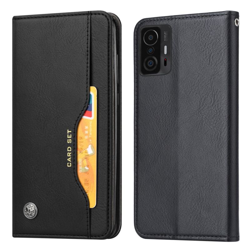 Capa De Celular Para Xiaomi 11T / 11T Pro Flip Titular De Cartão De Couro Sintético