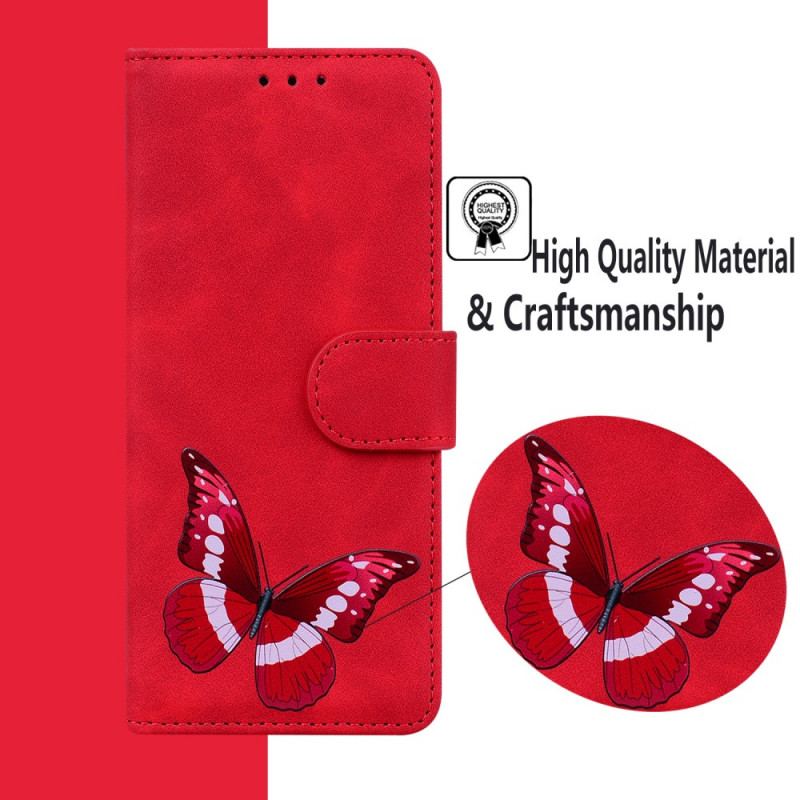 Capa De Couro Para Xiaomi 11T / 11T Pro Borboleta Com Toque De Pele