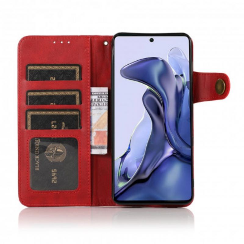 Capa De Couro Para Xiaomi 11T / 11T Pro Botão De Couro Falso Khazneh