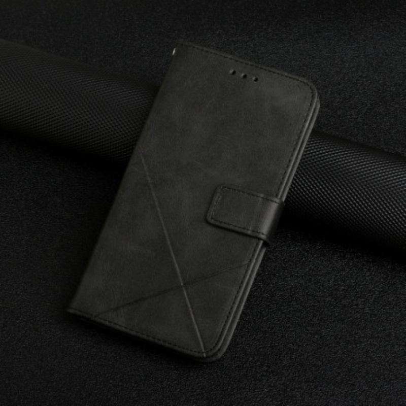 Capa De Couro Para Xiaomi 11T / 11T Pro De Cordão Estilo De Couro Geométrico Com Tiras