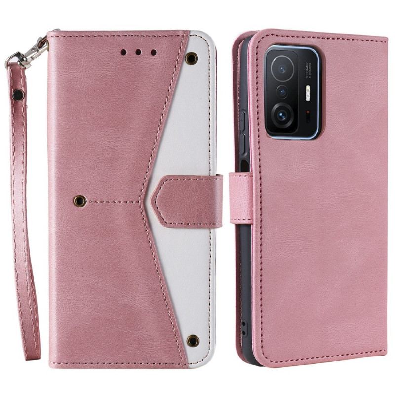 Capa De Couro Para Xiaomi 11T / 11T Pro Costuras Com Toque De Pele