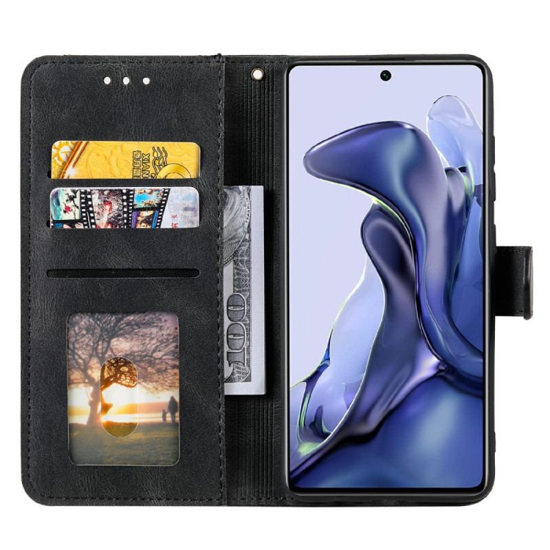 Capa De Couro Para Xiaomi 11T / 11T Pro Costuras Com Toque De Pele