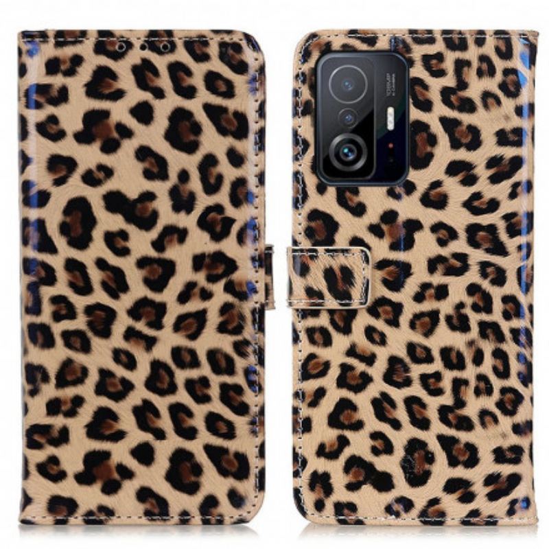 Capa De Couro Para Xiaomi 11T / 11T Pro Leopardo Simples