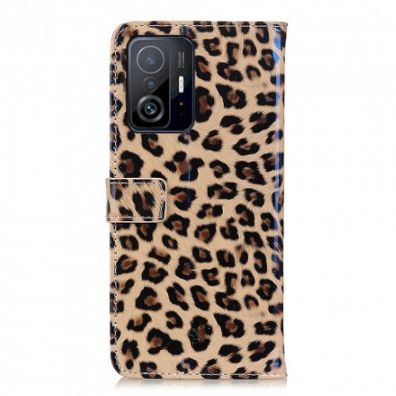 Capa De Couro Para Xiaomi 11T / 11T Pro Leopardo Simples