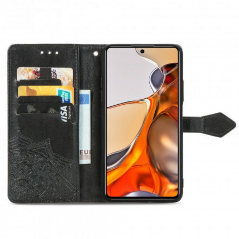 Capa De Couro Para Xiaomi 11T / 11T Pro Mandala Idade Média