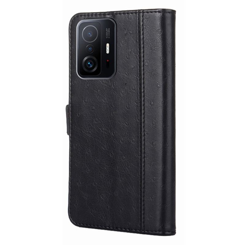 Capa De Couro Para Xiaomi 11T / 11T Pro Textura De Pele De Avestruz Bicolor