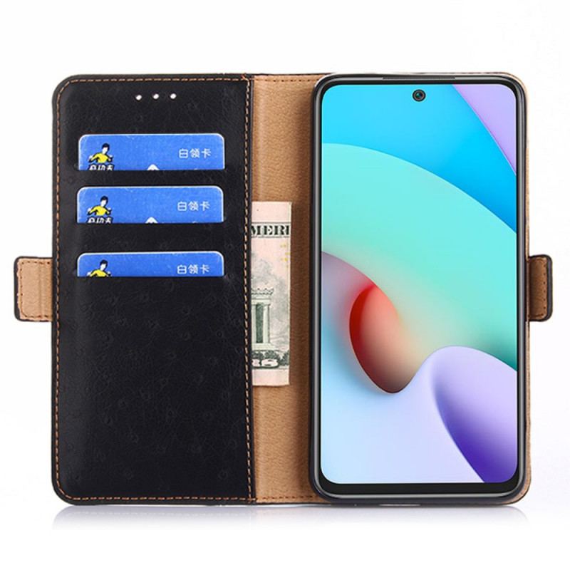 Capa De Couro Para Xiaomi 11T / 11T Pro Textura De Pele De Avestruz Bicolor