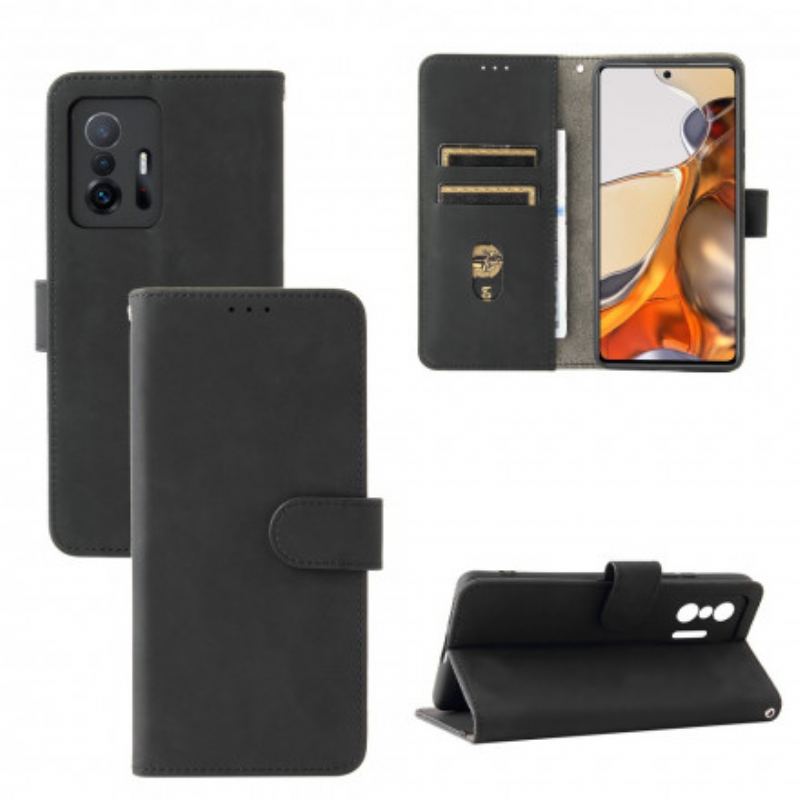 Capa De Couro Para Xiaomi 11T / 11T Pro Toque De Pele