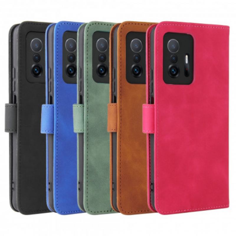 Capa De Couro Para Xiaomi 11T / 11T Pro Toque De Pele