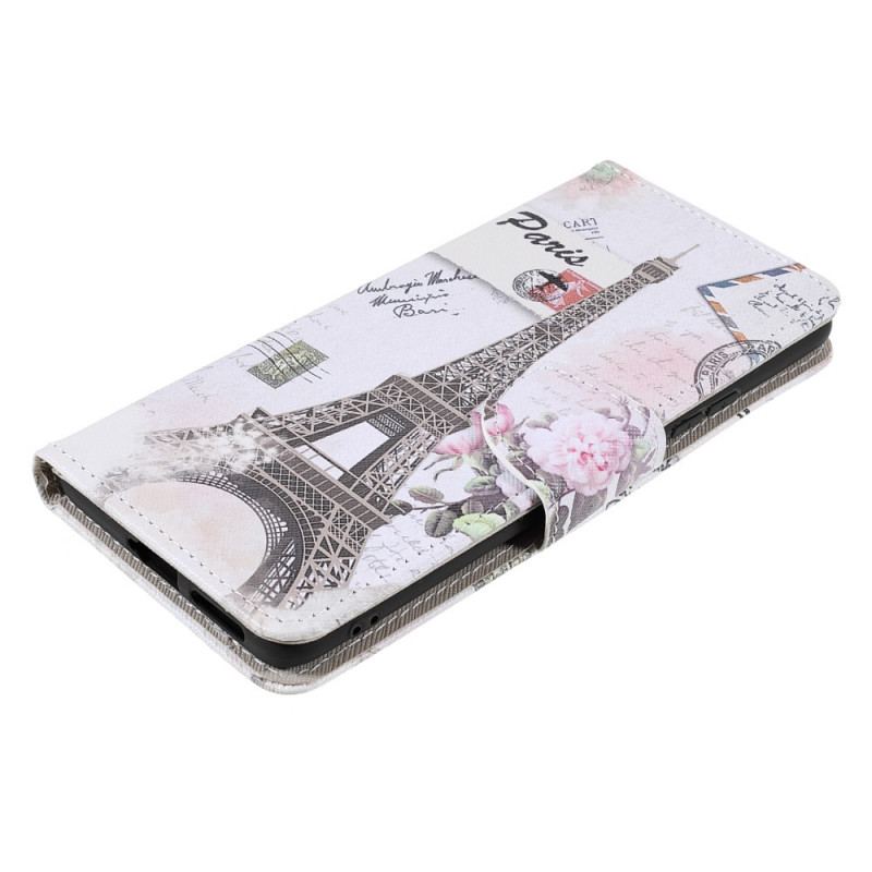 Capa De Couro Para Xiaomi 11T / 11T Pro Torre Eiffel Retrô