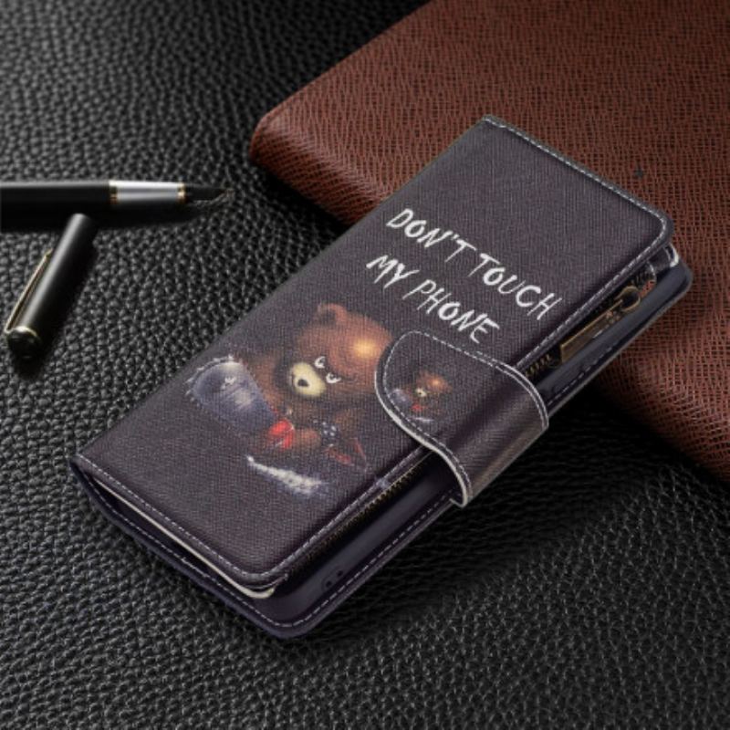 Capa De Couro Para Xiaomi 11T / 11T Pro Urso De Bolso Com Zíper