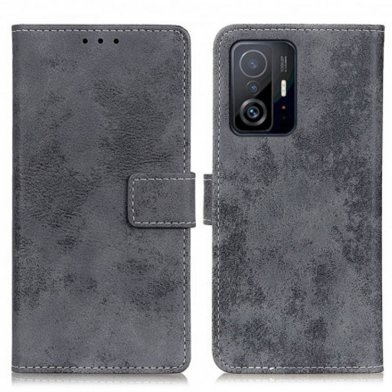 Capa Em Pele Para Xiaomi 11T / 11T Pro Couro Falso Vintage