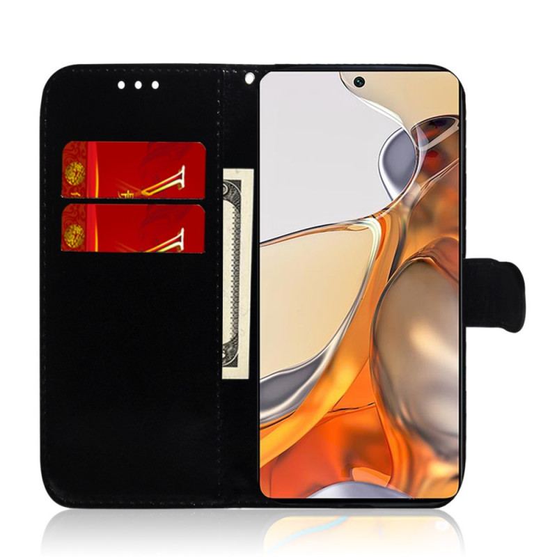 Capa Em Pele Para Xiaomi 11T / 11T Pro Capa De Espelho De Couro Sintético