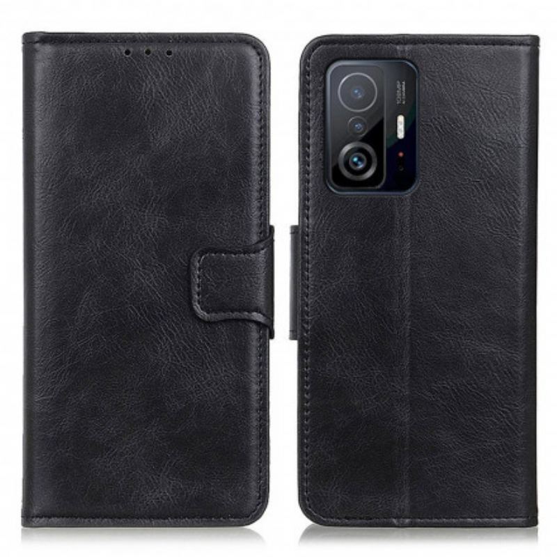 Capa Em Pele Para Xiaomi 11T / 11T Pro Fecho Reversível Efeito Couro