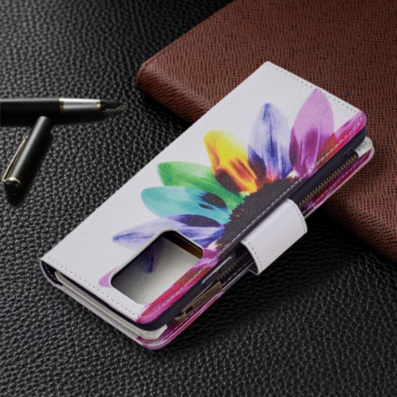 Capa Flip Para Xiaomi 11T / 11T Pro Bolso Com Zíper Flor