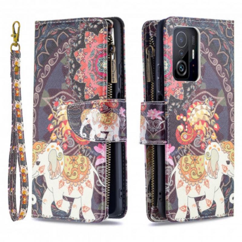 Capa Flip Para Xiaomi 11T / 11T Pro Bolso Elefante Com Zíper