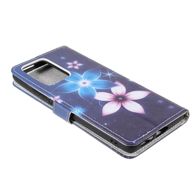 Capa Flip Para Xiaomi 11T / 11T Pro De Cordão Flores De Cinta Lunar