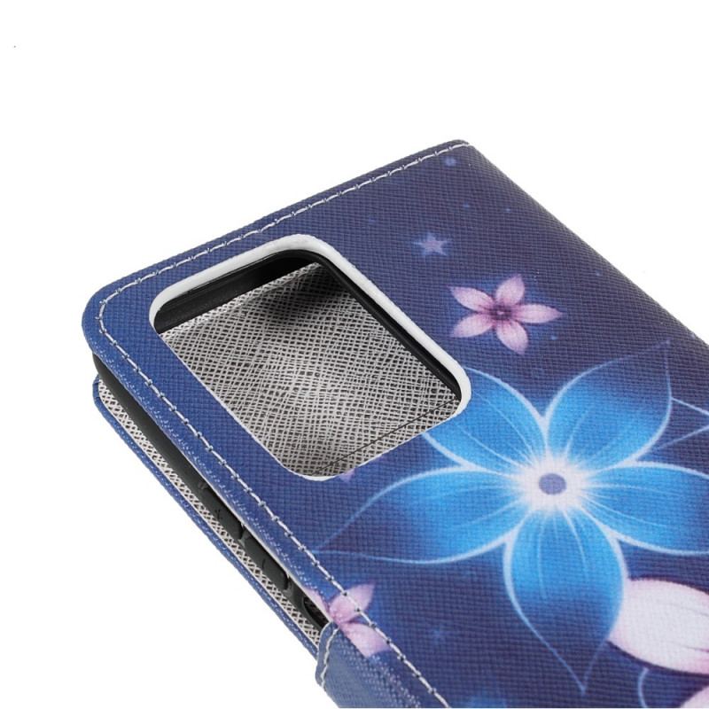 Capa Flip Para Xiaomi 11T / 11T Pro De Cordão Flores De Cinta Lunar