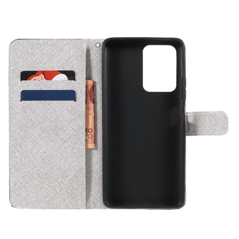 Capa Flip Para Xiaomi 11T / 11T Pro De Cordão Flores De Cinta Lunar