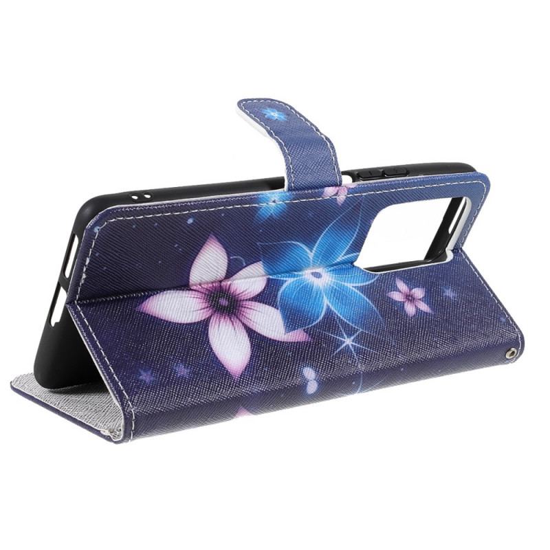 Capa Flip Para Xiaomi 11T / 11T Pro De Cordão Flores De Cinta Lunar