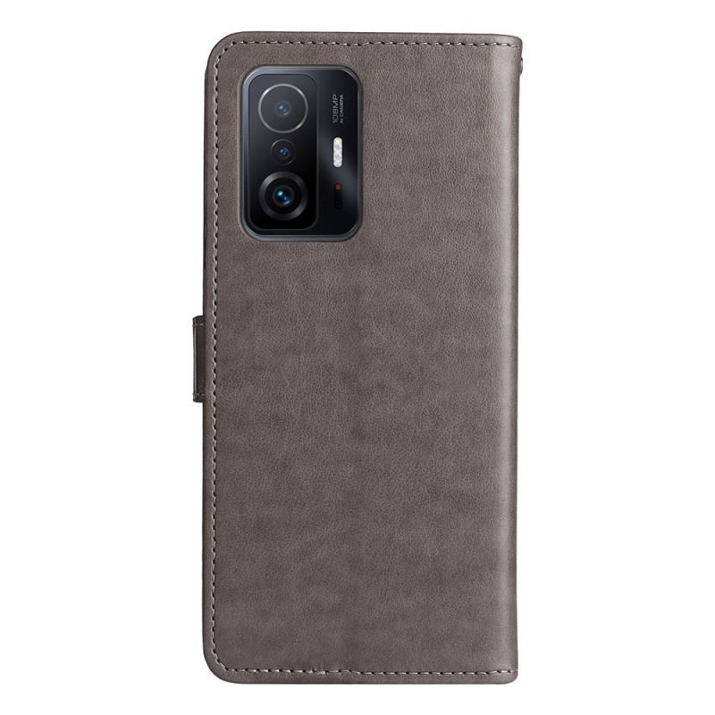 Capa Flip Para Xiaomi 11T / 11T Pro De Cordão Gato E Abelha Com Cordão