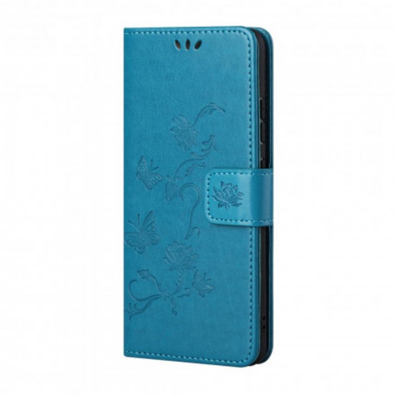 Capa Flip Para Xiaomi 11T / 11T Pro De Cordão Tanga Borboletas E Flores