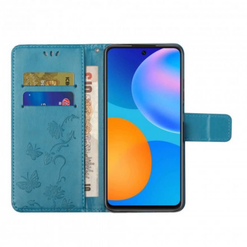 Capa Flip Para Xiaomi 11T / 11T Pro De Cordão Tanga Borboletas E Flores