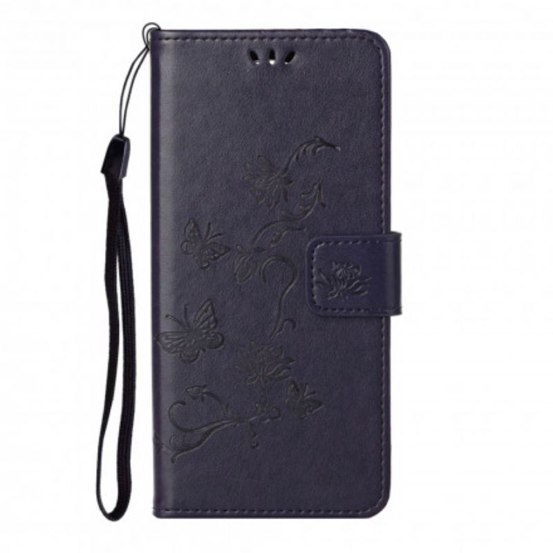 Capa Flip Para Xiaomi 11T / 11T Pro De Cordão Tanga Borboletas E Flores