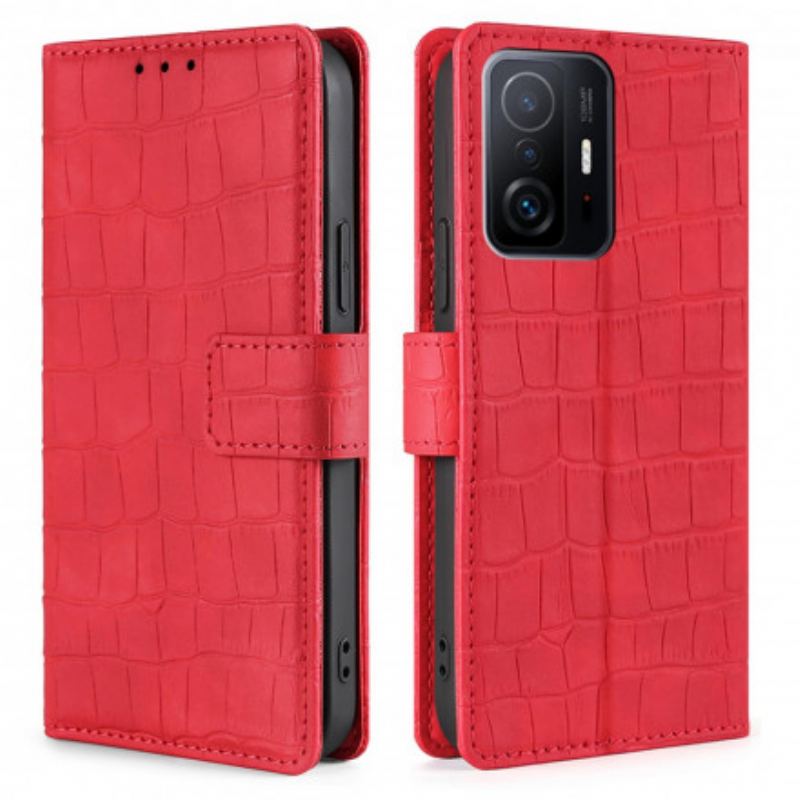 Capa Flip Para Xiaomi 11T / 11T Pro Crocodilo Com Toque De Pele