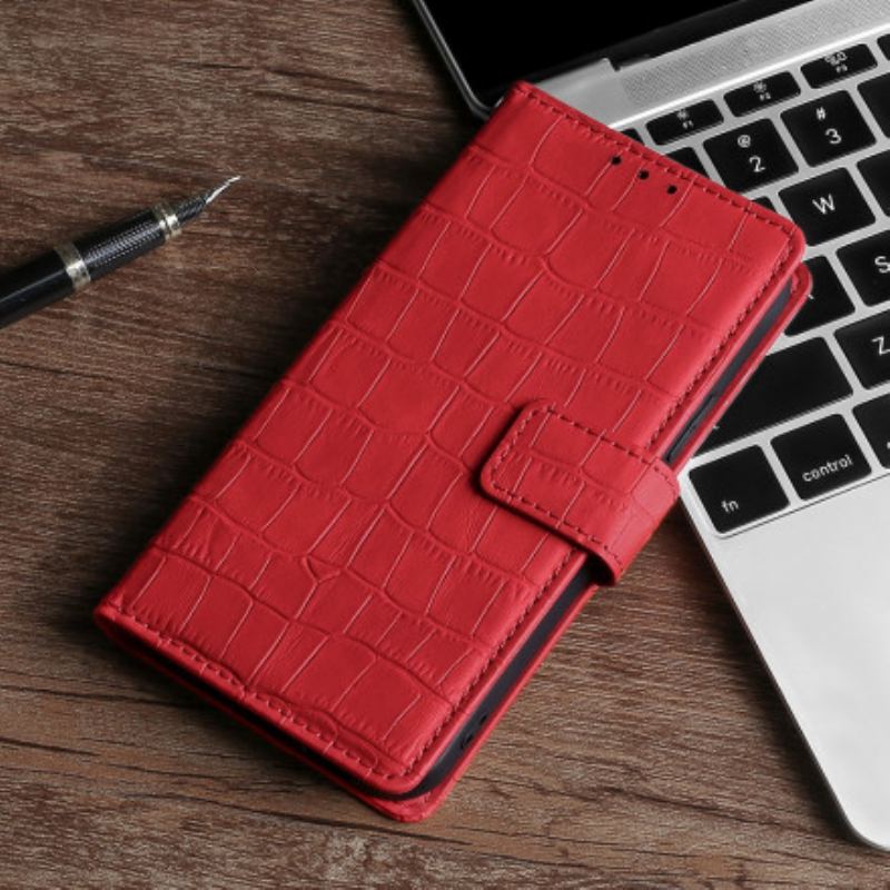 Capa Flip Para Xiaomi 11T / 11T Pro Crocodilo Com Toque De Pele