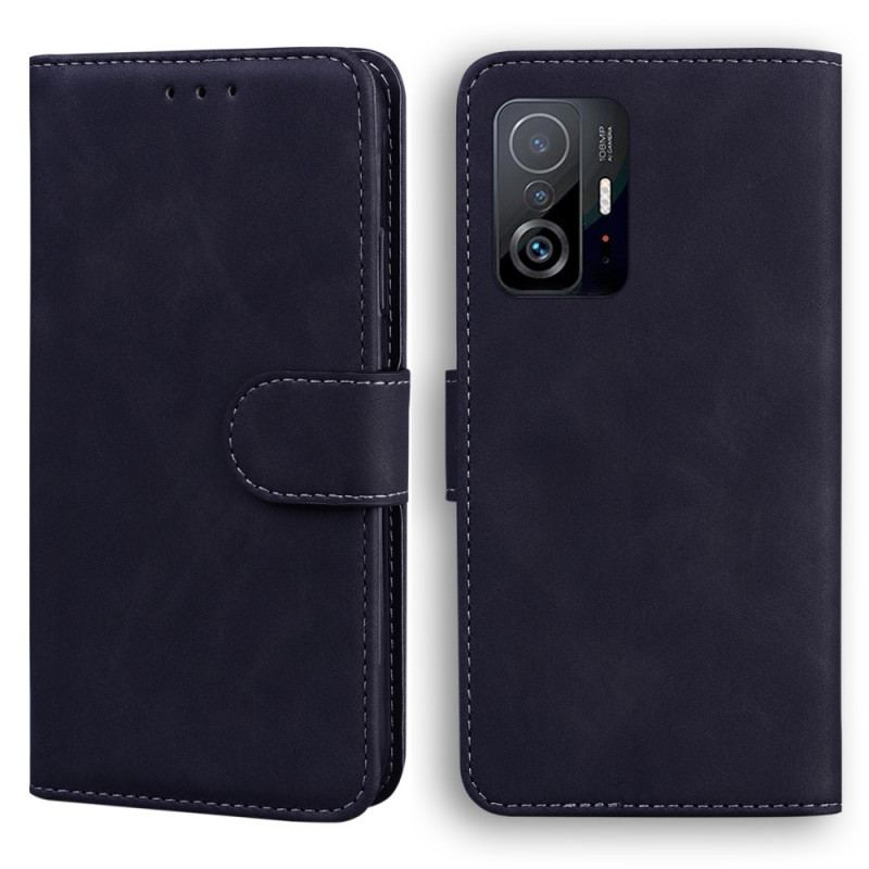 Capa Flip Para Xiaomi 11T / 11T Pro Efeito Couro Monocromático