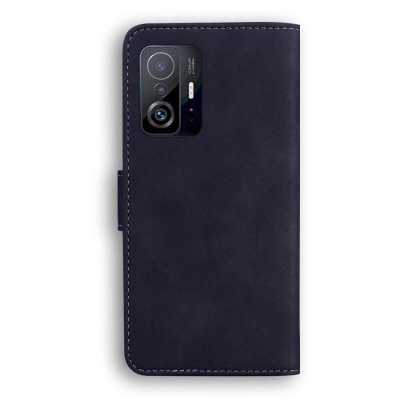 Capa Flip Para Xiaomi 11T / 11T Pro Efeito Couro Monocromático