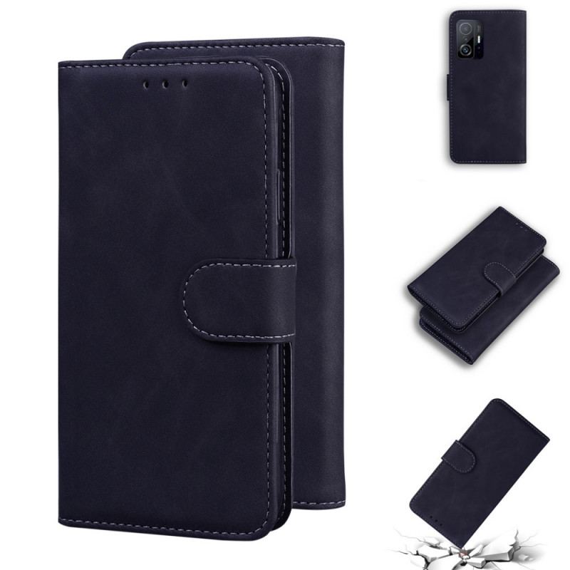 Capa Flip Para Xiaomi 11T / 11T Pro Efeito Couro Monocromático