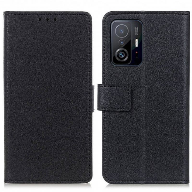 Capa Flip Para Xiaomi 11T / 11T Pro Efeito Couro Simples