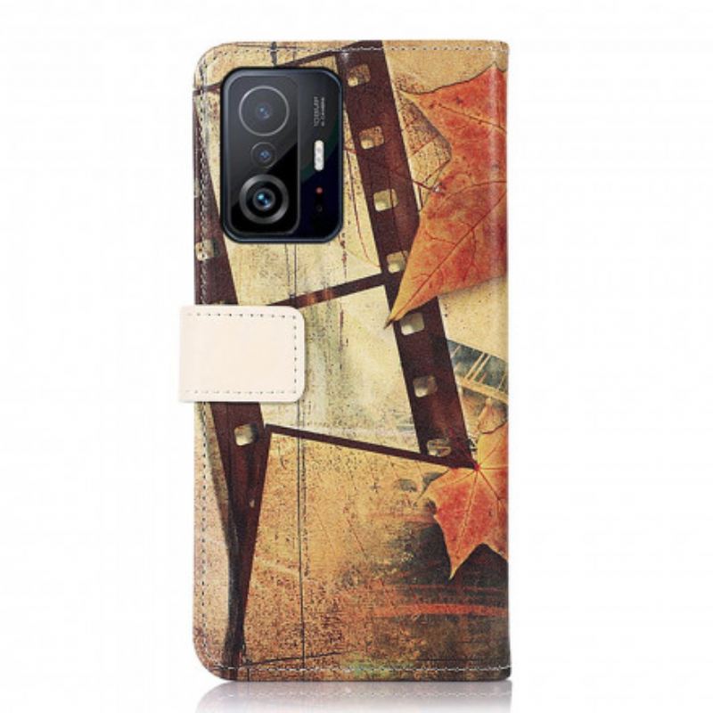 Capa Flip Para Xiaomi 11T / 11T Pro Torre Eiffel No Outono