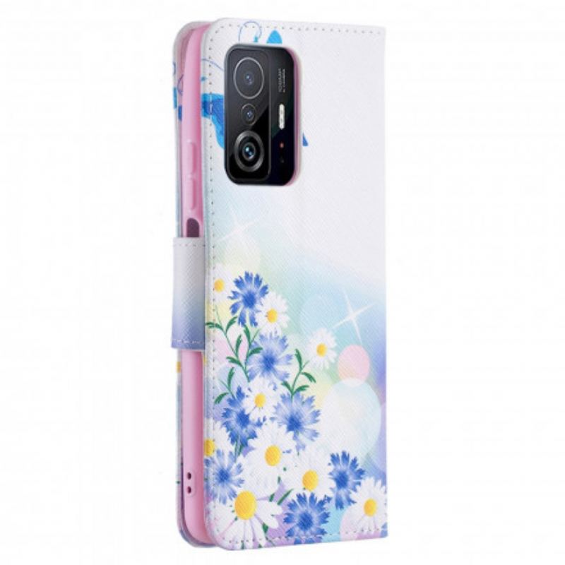 Capa Folio Para Xiaomi 11T / 11T Pro Borboletas E Flores Pintadas