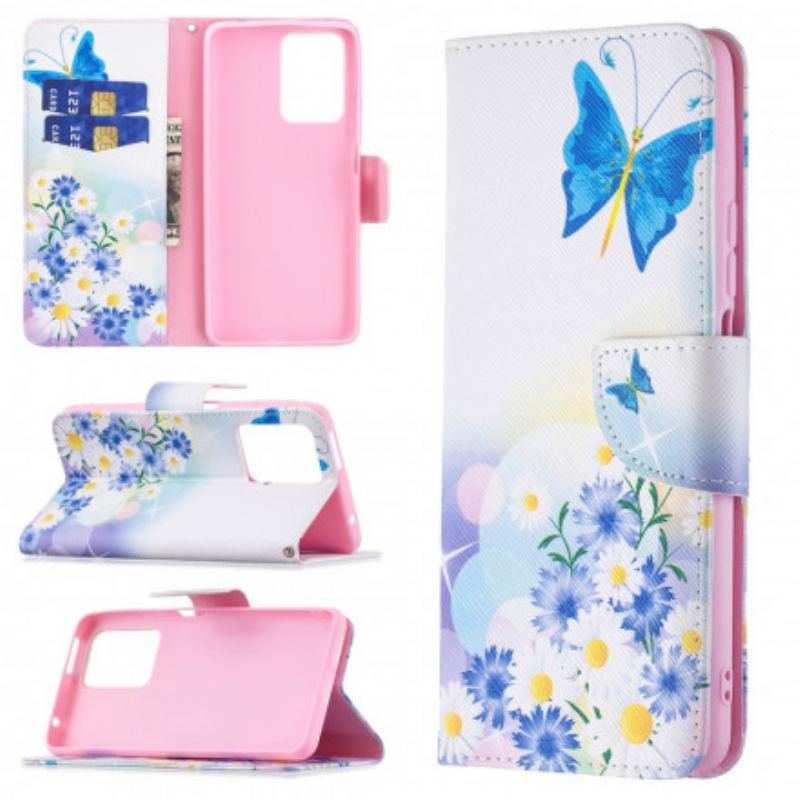 Capa Folio Para Xiaomi 11T / 11T Pro Borboletas E Flores Pintadas