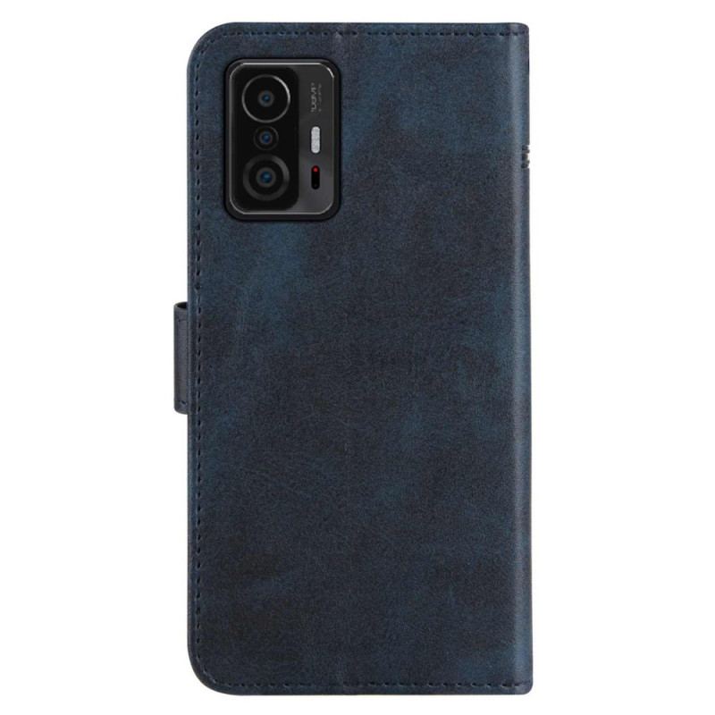 Capa Folio Para Xiaomi 11T / 11T Pro De Cordão Strappy Geo Leather Effect