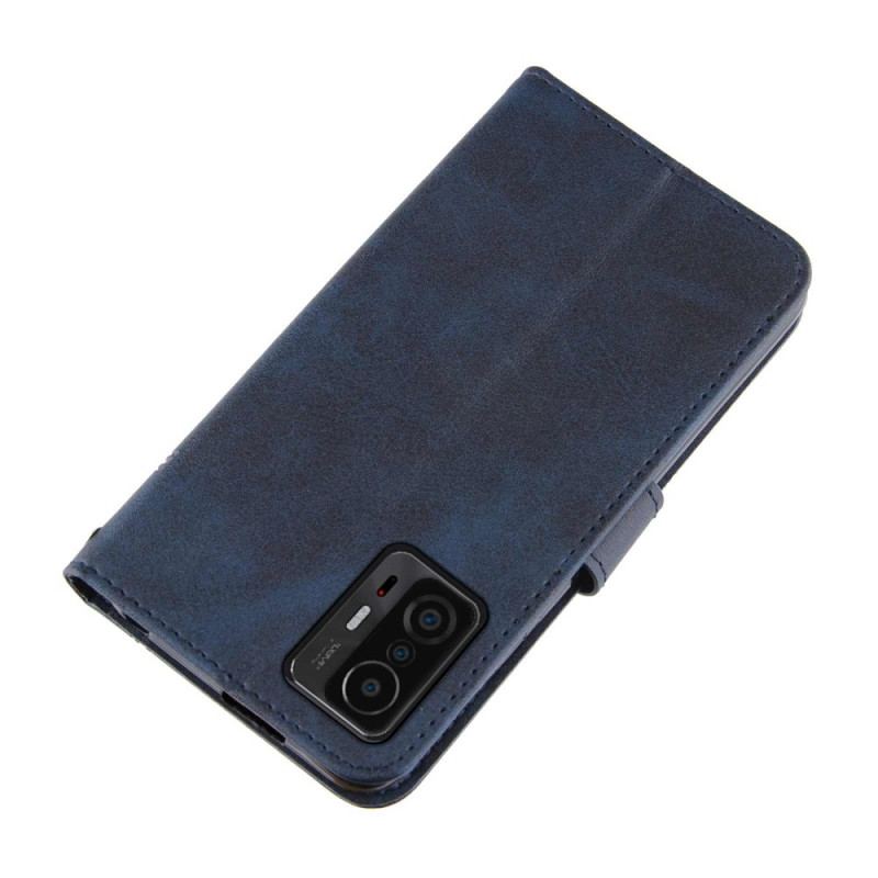 Capa Folio Para Xiaomi 11T / 11T Pro De Cordão Strappy Geo Leather Effect