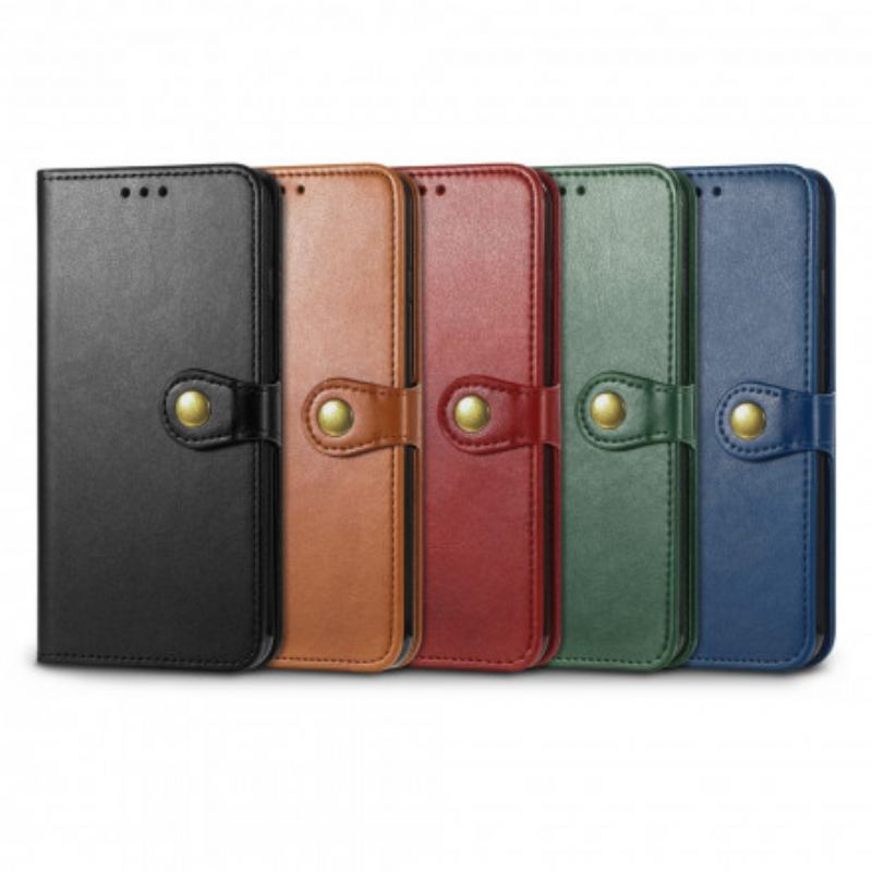 Capa Folio Para Xiaomi 11T / 11T Pro Couro Falso E Fecho Vintage