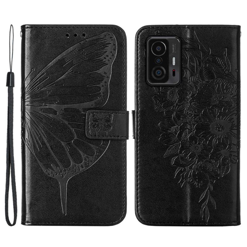 Capa Folio Para Xiaomi 11T / 11T Pro Desenho De Borboleta