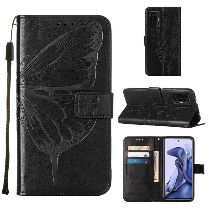 Capa Folio Para Xiaomi 11T / 11T Pro Desenho De Borboleta