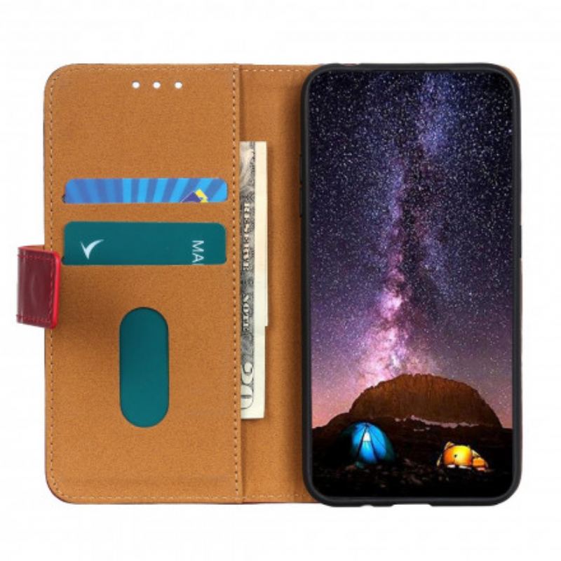 Capa Folio Para Xiaomi 11T / 11T Pro Efeito Couro Tricolor