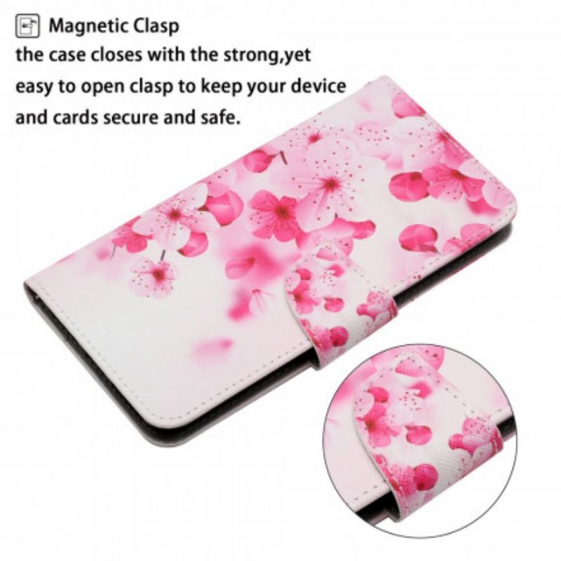 Capa Folio Para Xiaomi 11T / 11T Pro Flores Cor De Rosa