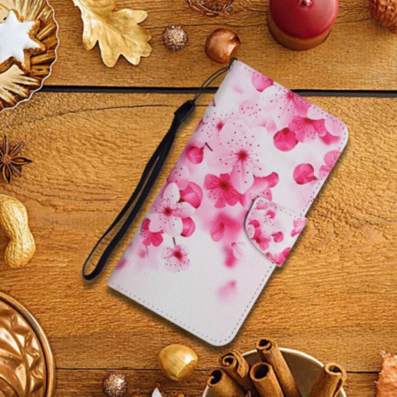 Capa Folio Para Xiaomi 11T / 11T Pro Flores Cor De Rosa